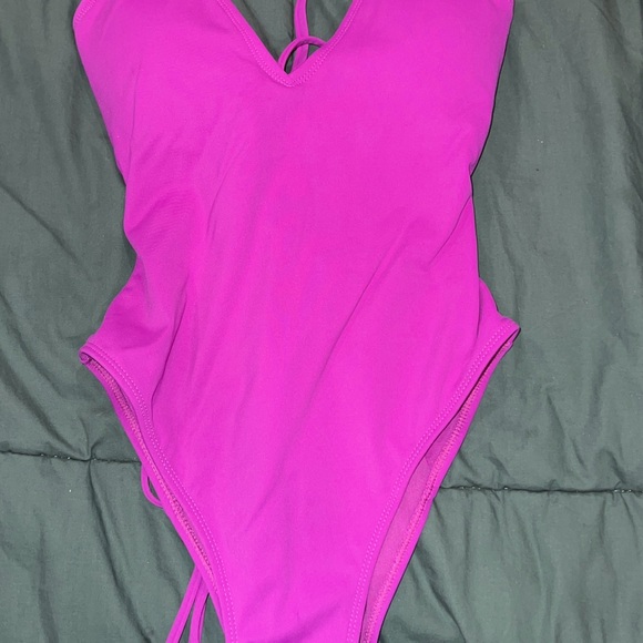 TA3 Plungey Orchid Women's One-Piece Hi-Cut Swimsuit - Picture 2 of 5